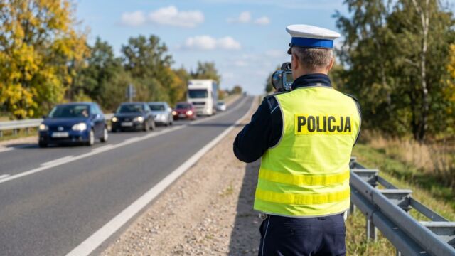 Myszków: auto na rondzie, kierowca w rowie